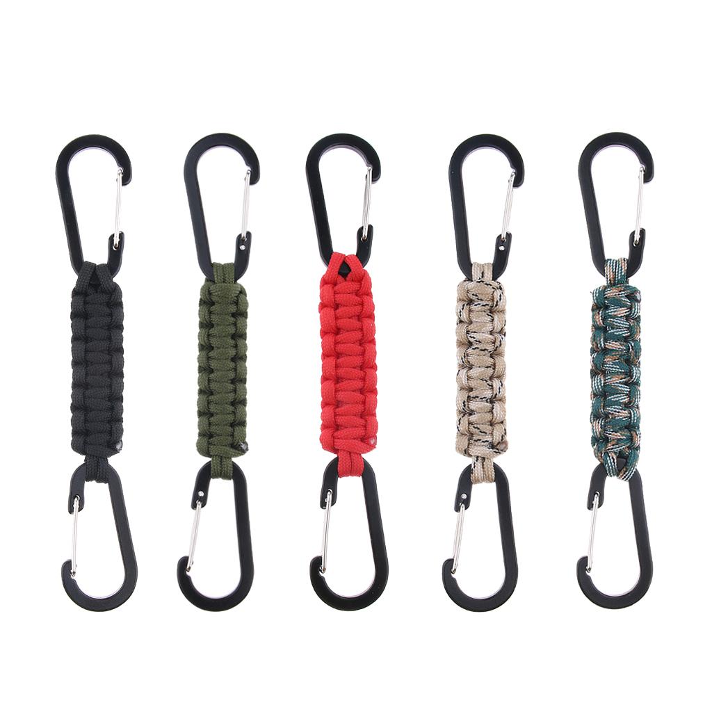 Paracord Keychain Carabiner Survival Tool with Carabiner Black