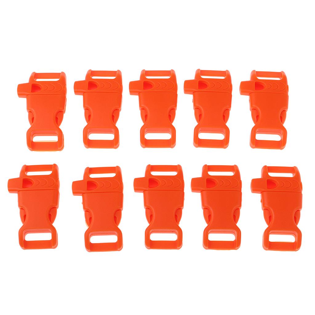 6x10 PCS Emergency Whistle Buckle for Outdoor Camping Paracord Bracelet Orange