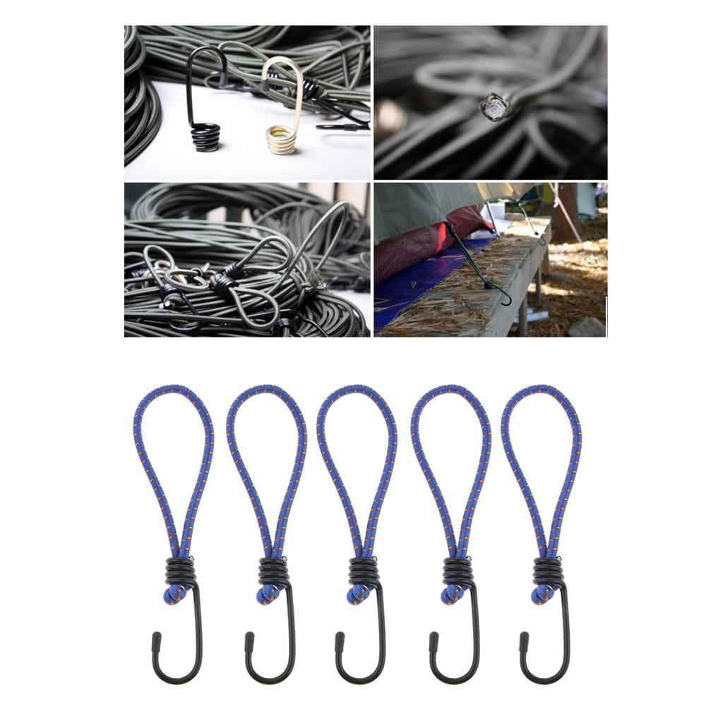 5 Pcs Bungee Hook Tie - Tarpaulin Elastic Stretch Cord Straps with Hook 6mm
