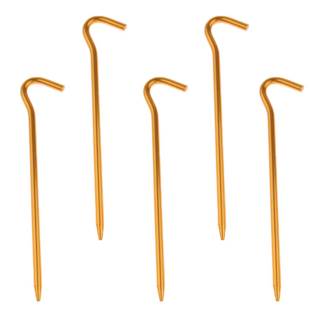 5pcs Aluminum Tent Stakes Pegs Ground Nails for Camping Awning 18cm Yellow