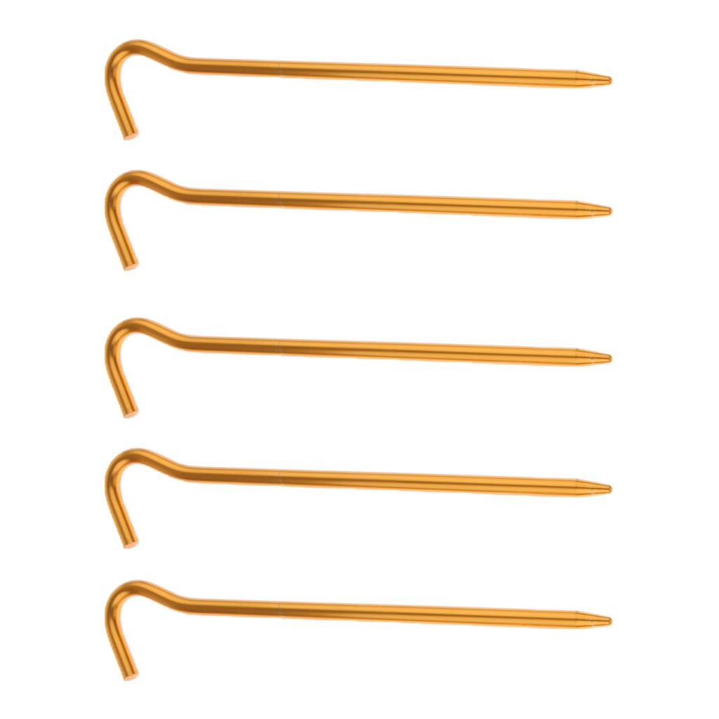 5pcs Aluminum Tent Stakes Pegs Ground Nails for Camping Awning 18cm Yellow