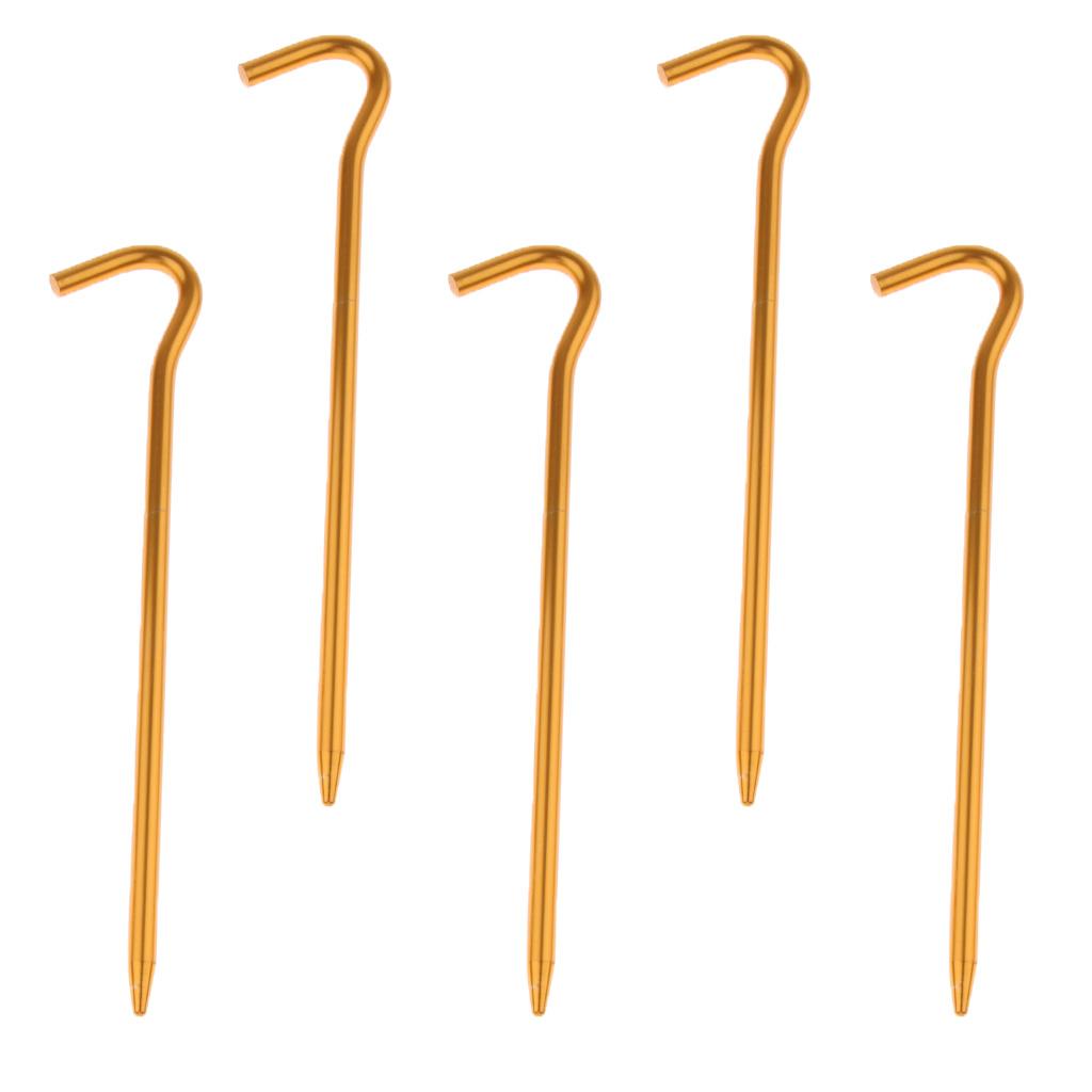 5pcs Aluminum Tent Stakes Pegs Ground Nails for Camping Awning 18cm Yellow