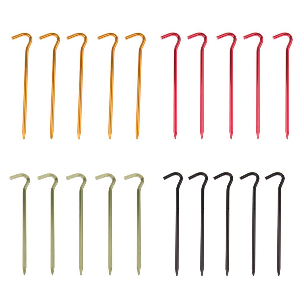 5pcs Aluminum Tent Stakes Pegs Ground Nails for Camping Awning 18cm Yellow