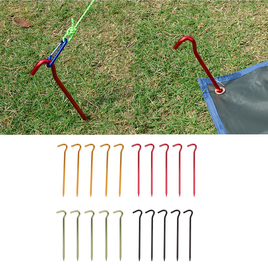 5pcs Aluminum Tent Stakes Pegs Ground Nails for Camping Awning 18cm Yellow