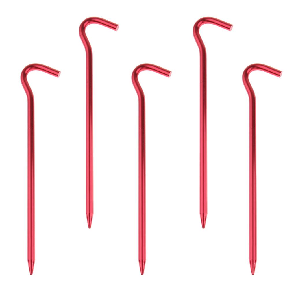 5pcs Aluminum Tent Stakes Pegs Ground Nails for Camping Awning 18cm Red