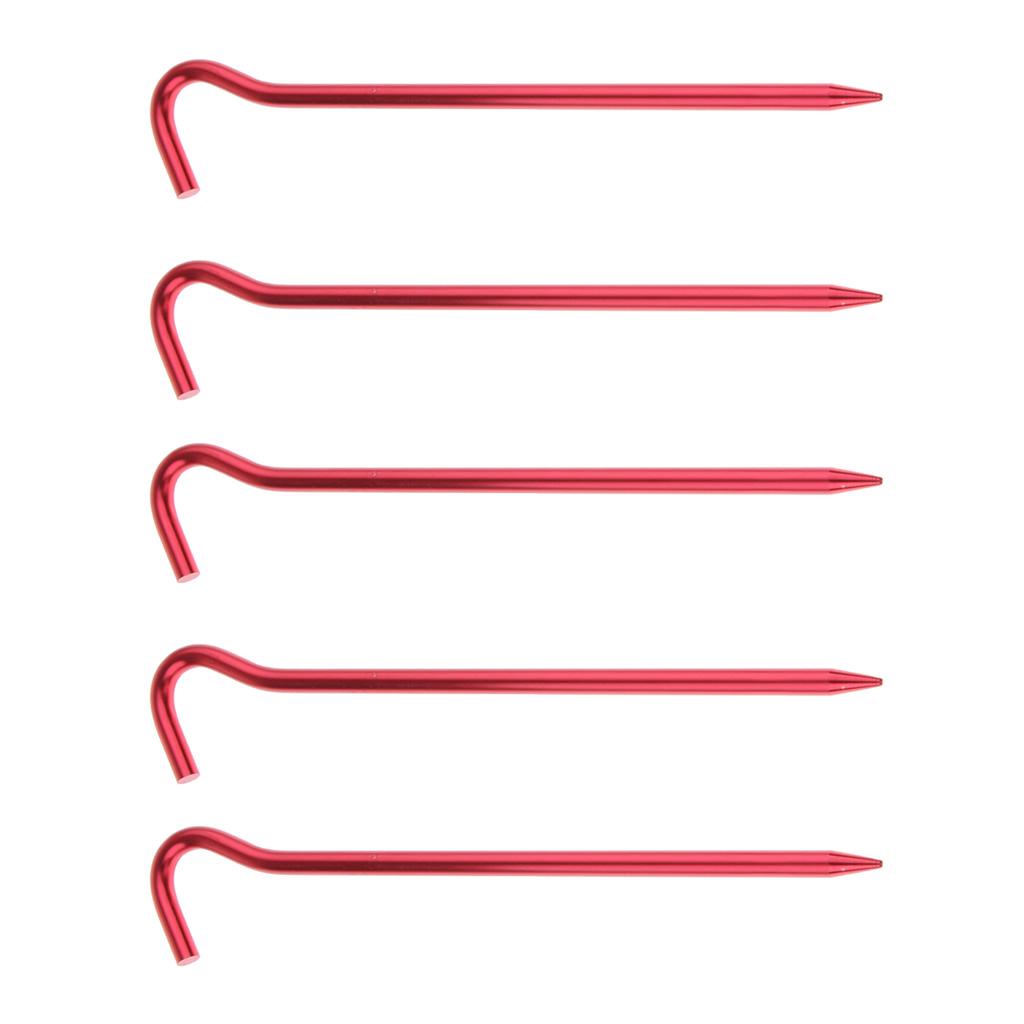 5pcs Aluminum Tent Stakes Pegs Ground Nails for Camping Awning 18cm Red