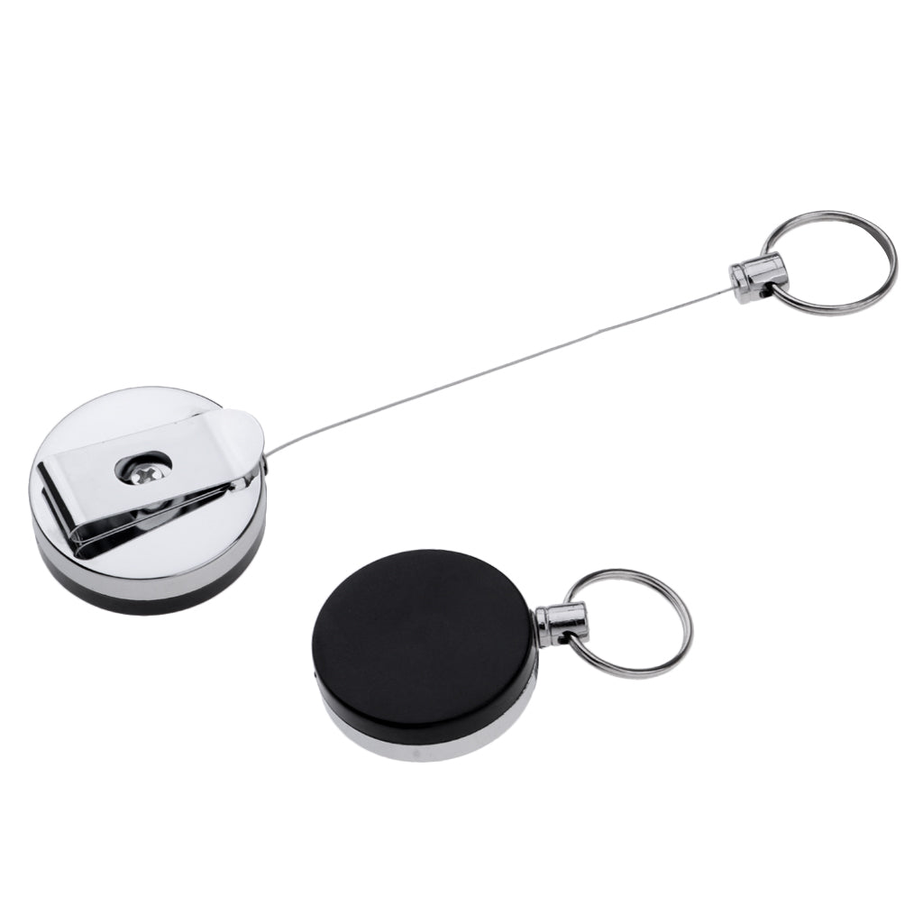 Retractable Key Chain Reel ID Badge Holder Steel Recoil Key Ring Belt Clip