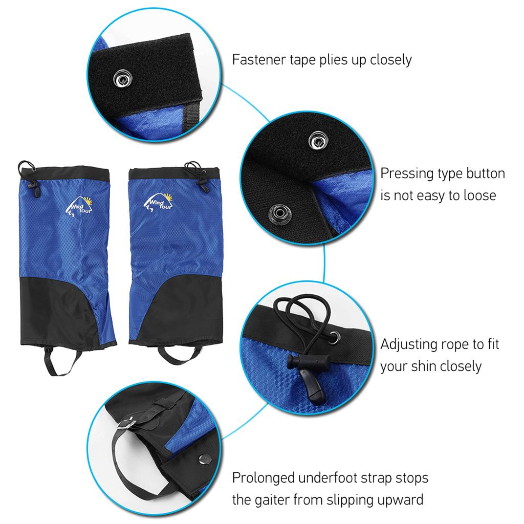 Waterproof Outdoor Hiking Walking Climbing Hunting Snow Legging Gaiters M Blue
