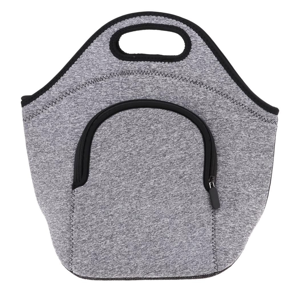 Soft Neoprene Lunch Tote Bag Lightweight Insulated Reusable Picnic Bag Gray