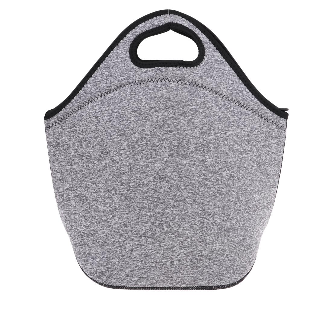 Soft Neoprene Lunch Tote Bag Lightweight Insulated Reusable Picnic Bag Gray