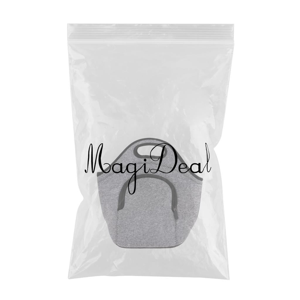 Soft Neoprene Lunch Tote Bag Lightweight Insulated Reusable Picnic Bag Gray