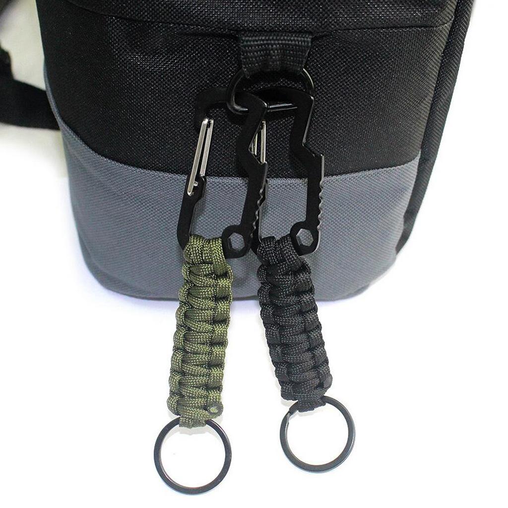 Outdoor Sports Molle Paracord Keychain Carabiner Belt Clip Black