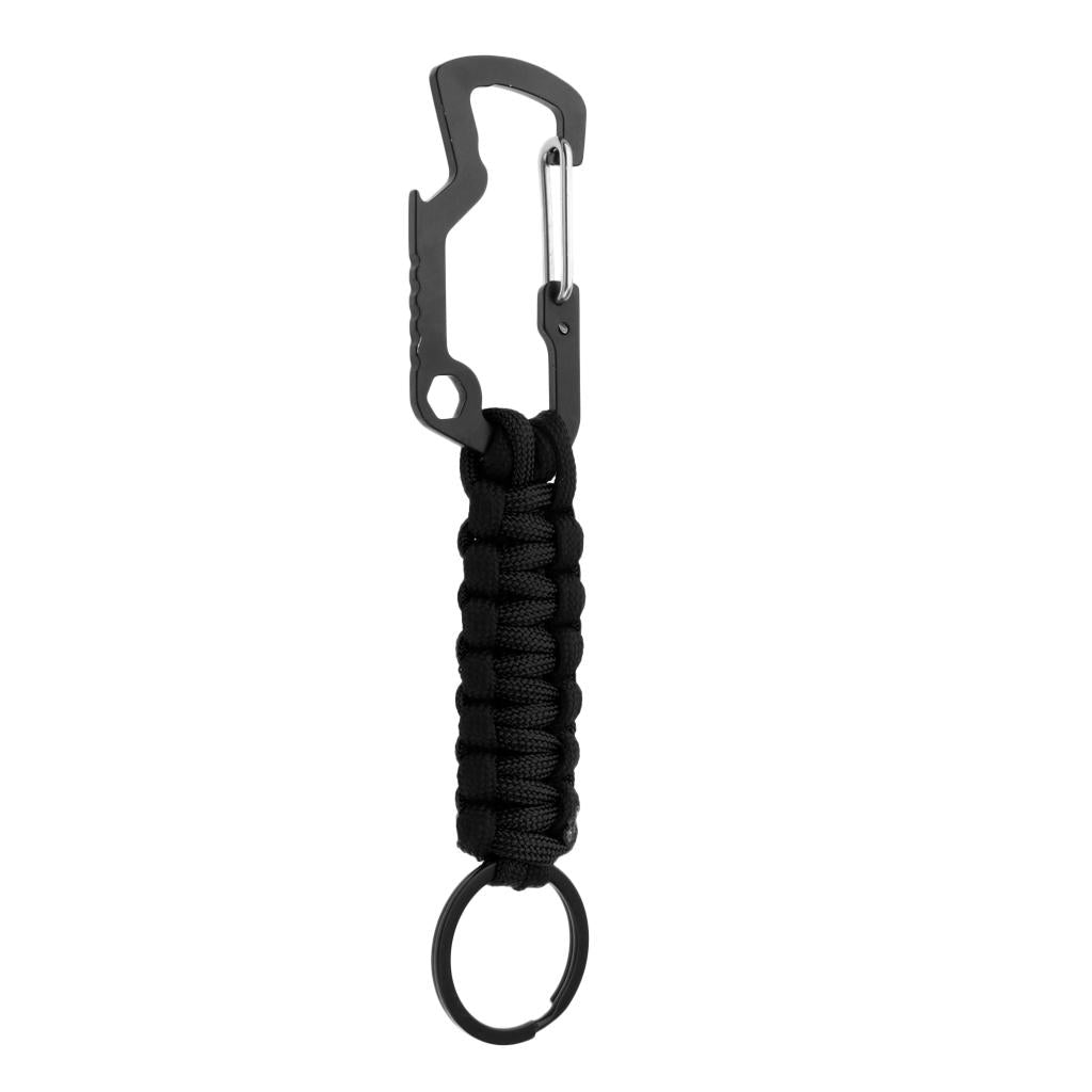 Outdoor Sports Molle Paracord Keychain Carabiner Belt Clip Black