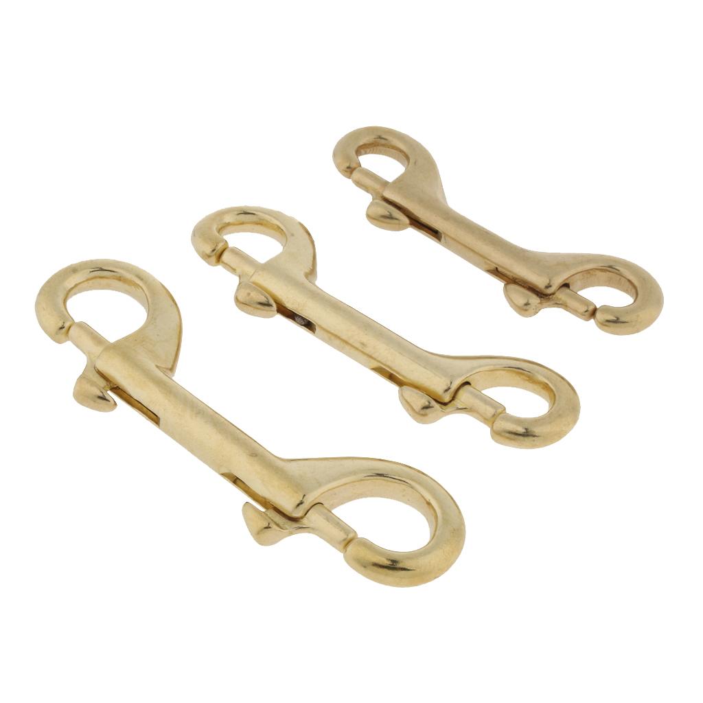 2xDouble Ended Snap Hook Key Holder Brass Clip Keychain 78mm