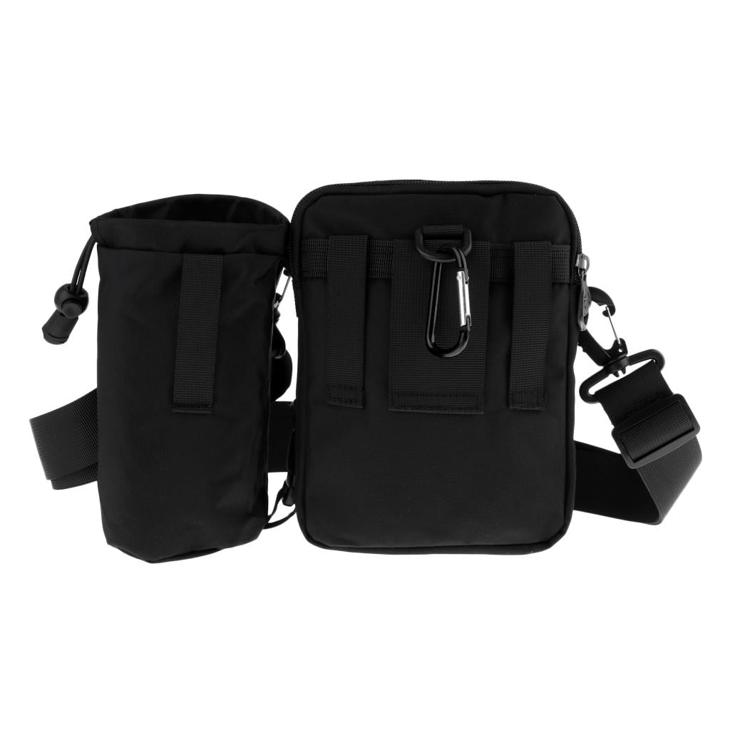 Waist Fanny Pack Water Bottle Holder Hip Belt Bum Shoulder Bag Gray