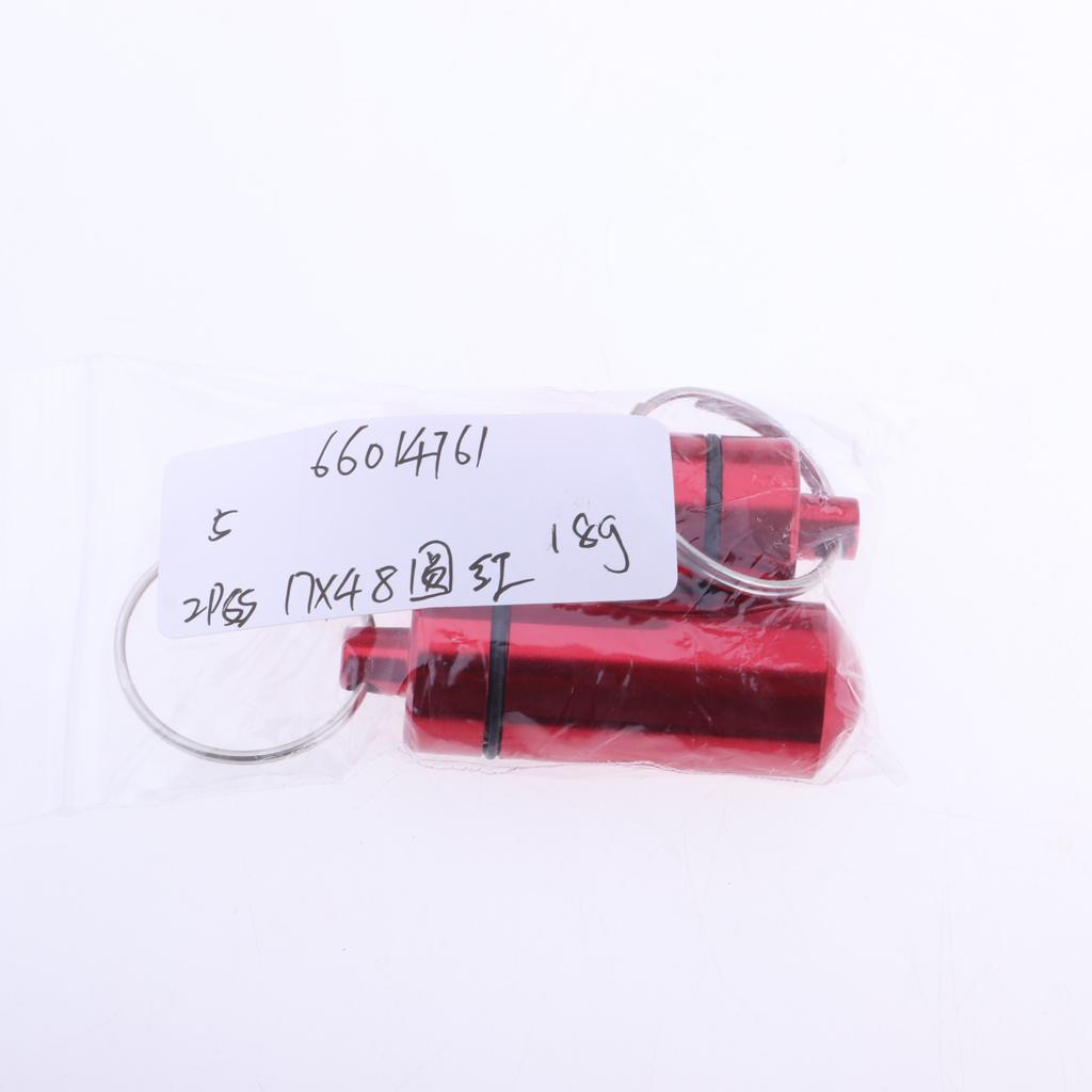 4x2Pcs Waterproof Aluminum Pill Box Case Bottle Cache Drug Holder Keychain Round Red