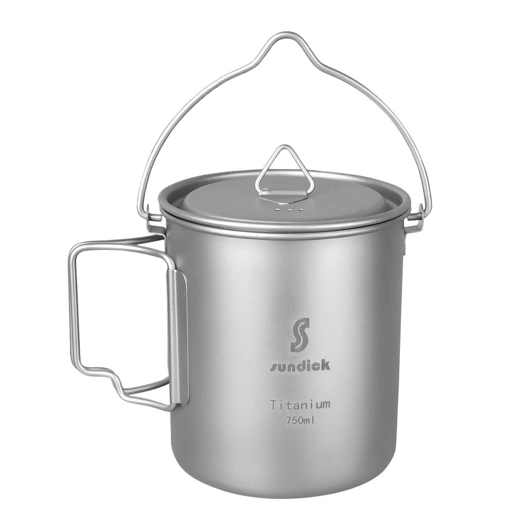 750ml Titanium Portable Camping Cooking Hanging Pot Coffee Tea Water Mug Cup
