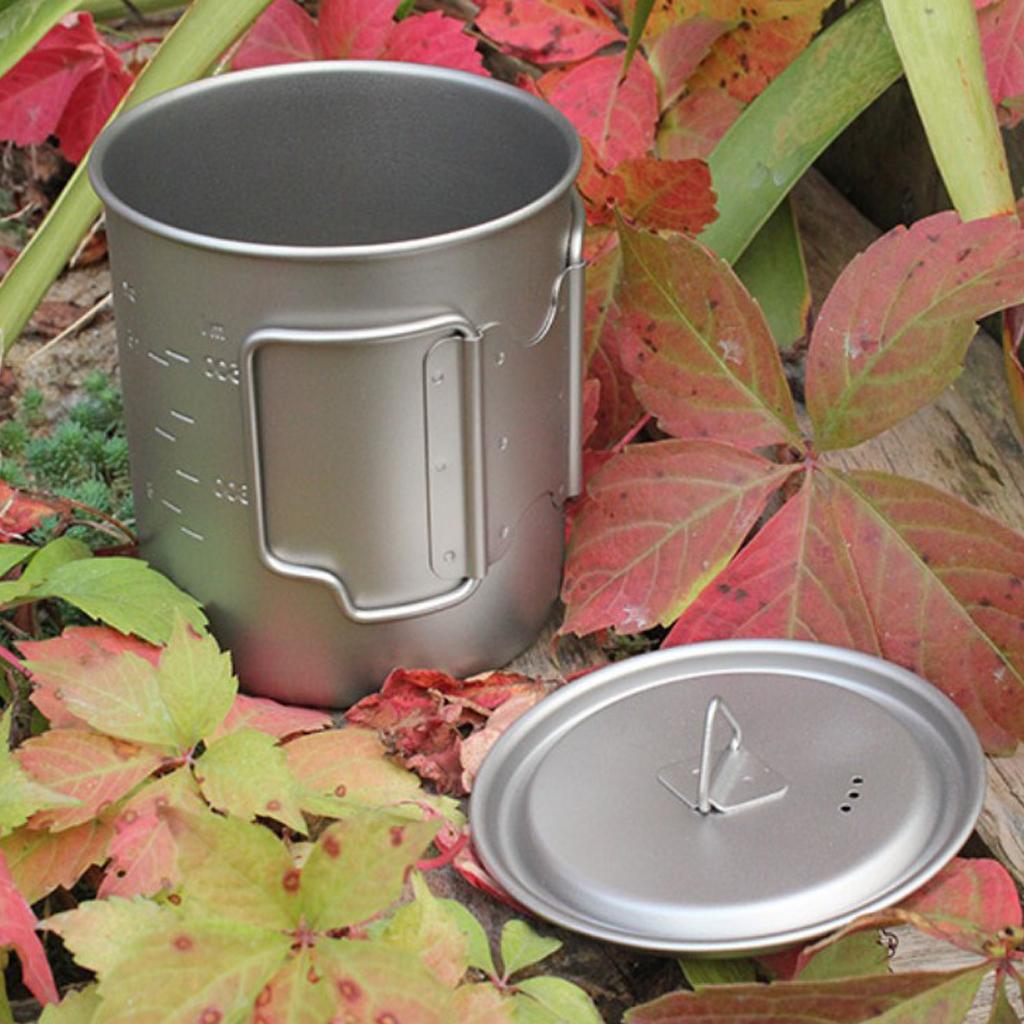 750ml Titanium Portable Camping Cooking Hanging Pot Coffee Tea Water Mug Cup