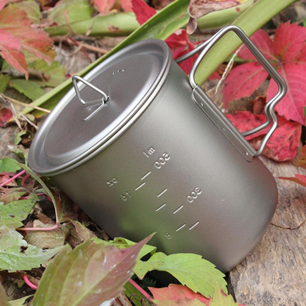 750ml Titanium Portable Camping Cooking Hanging Pot Coffee Tea Water Mug Cup