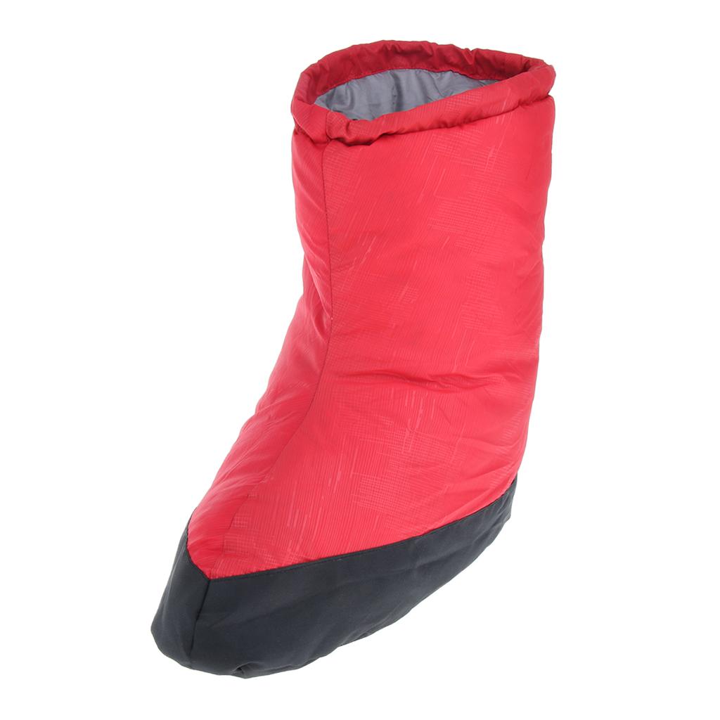 Outdoor Thermal Snow Gaiters Feet Shoes Cover Duck Down Slippers Boots Red L