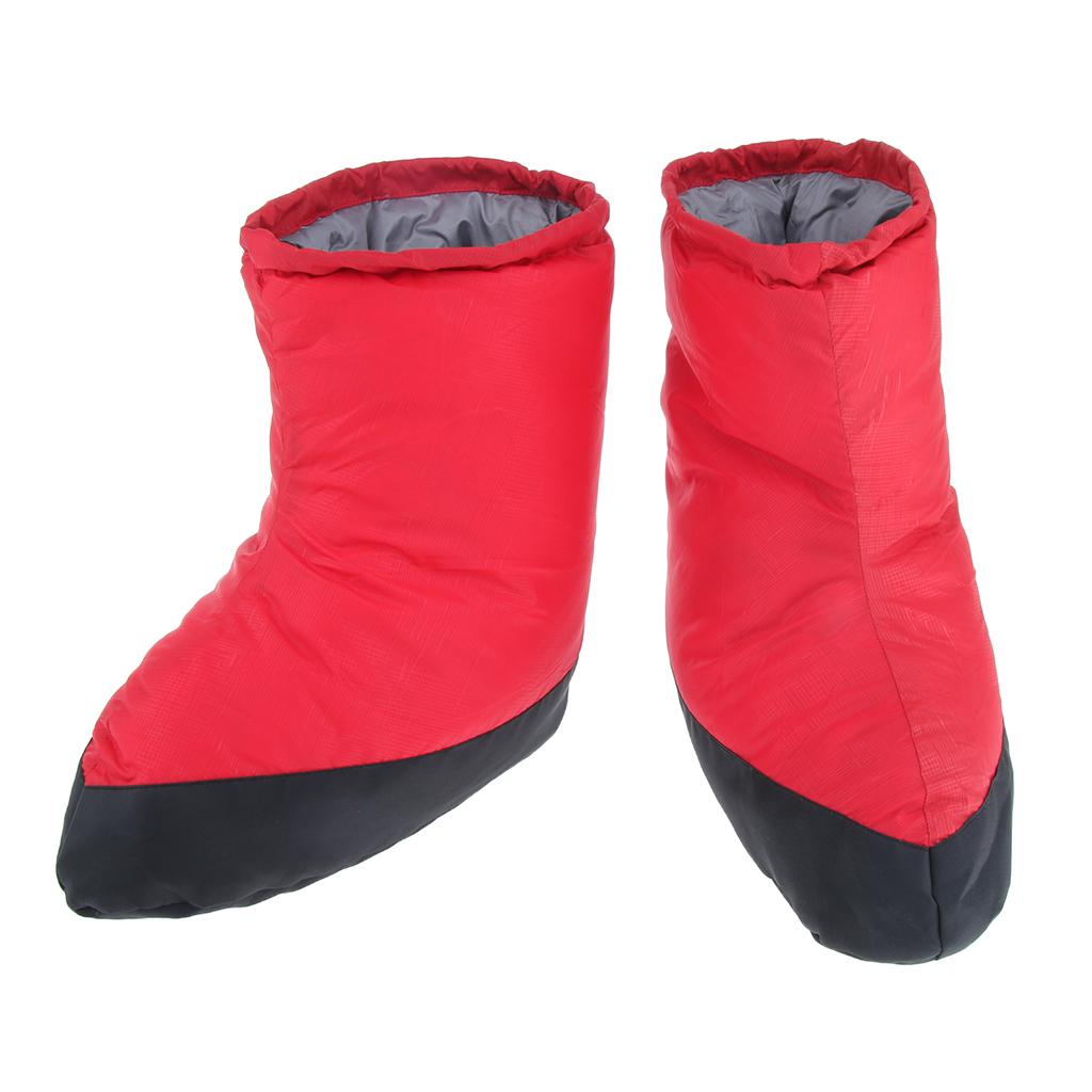 Outdoor Thermal Snow Gaiters Feet Shoes Cover Duck Down Slippers Boots Red L
