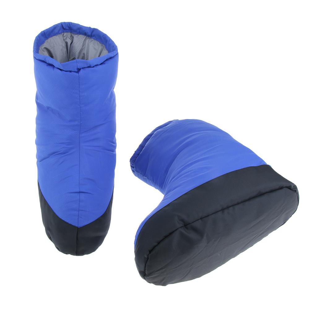 Outdoor Thermal Snow Gaiters Feet Shoes Cover Duck Down Slippers Boots Blue M