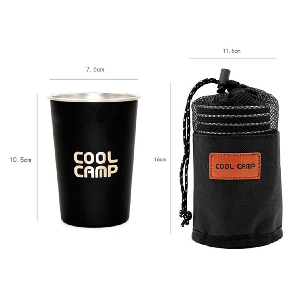 4pcs Stainless Steel Water Tumbler Camping Picnic Coffee Tea Cup Wine Glass