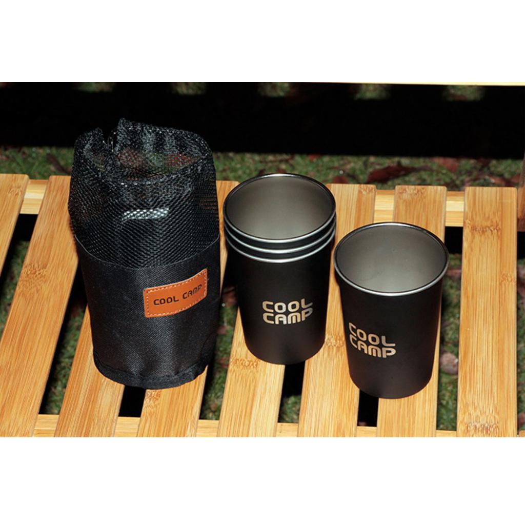 4pcs Stainless Steel Water Tumbler Camping Picnic Coffee Tea Cup Wine Glass