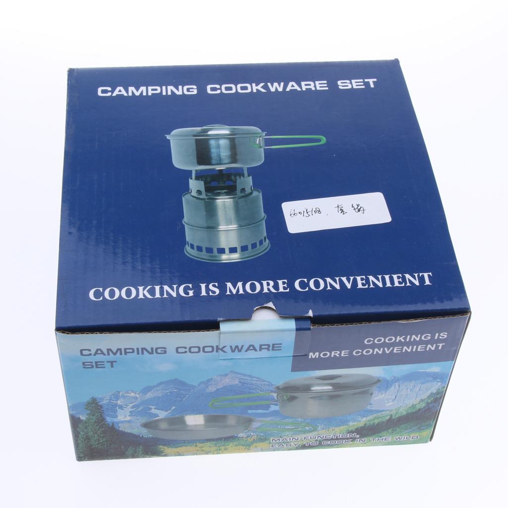 4Pcs Stainless Steel Portable Foldable Camping Hiking Pots Stockpots Utensil