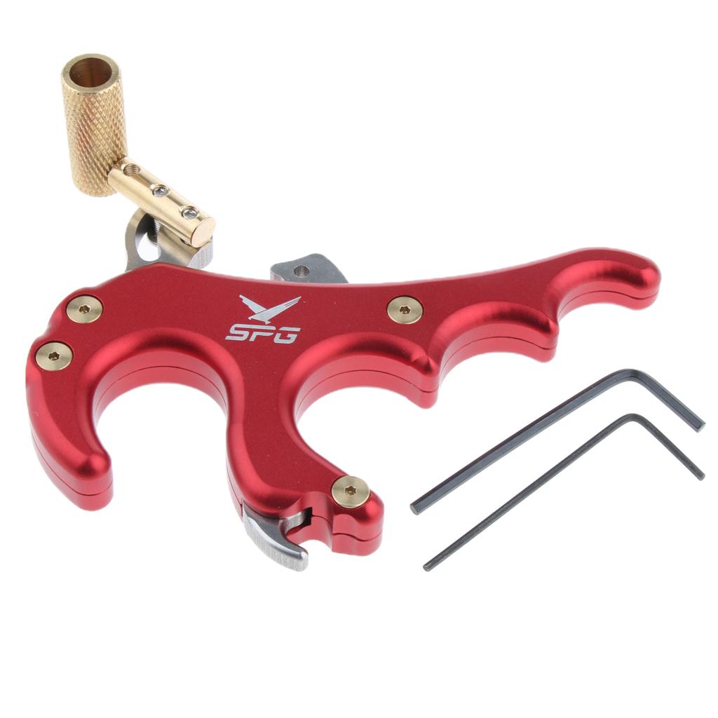 Archery Release Aid Trigger 4 Finger Grip for Compound Bow Hunting Red