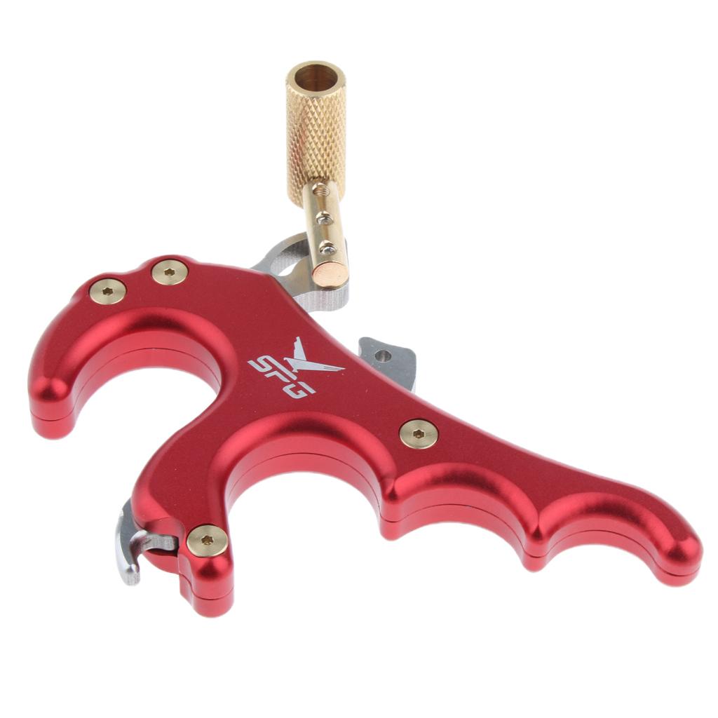 Archery Release Aid Trigger 4 Finger Grip for Compound Bow Hunting Red