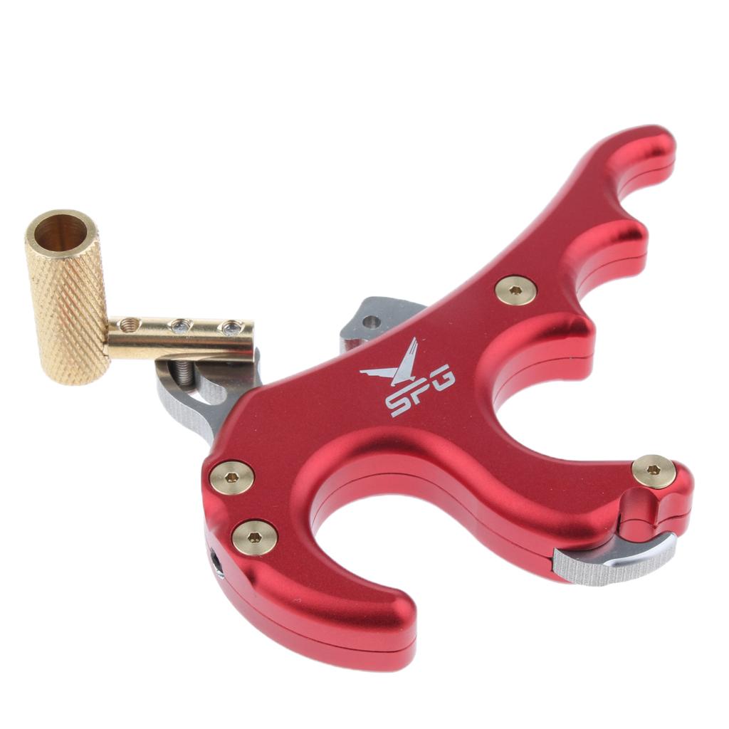 Archery Release Aid Trigger 4 Finger Grip for Compound Bow Hunting Red