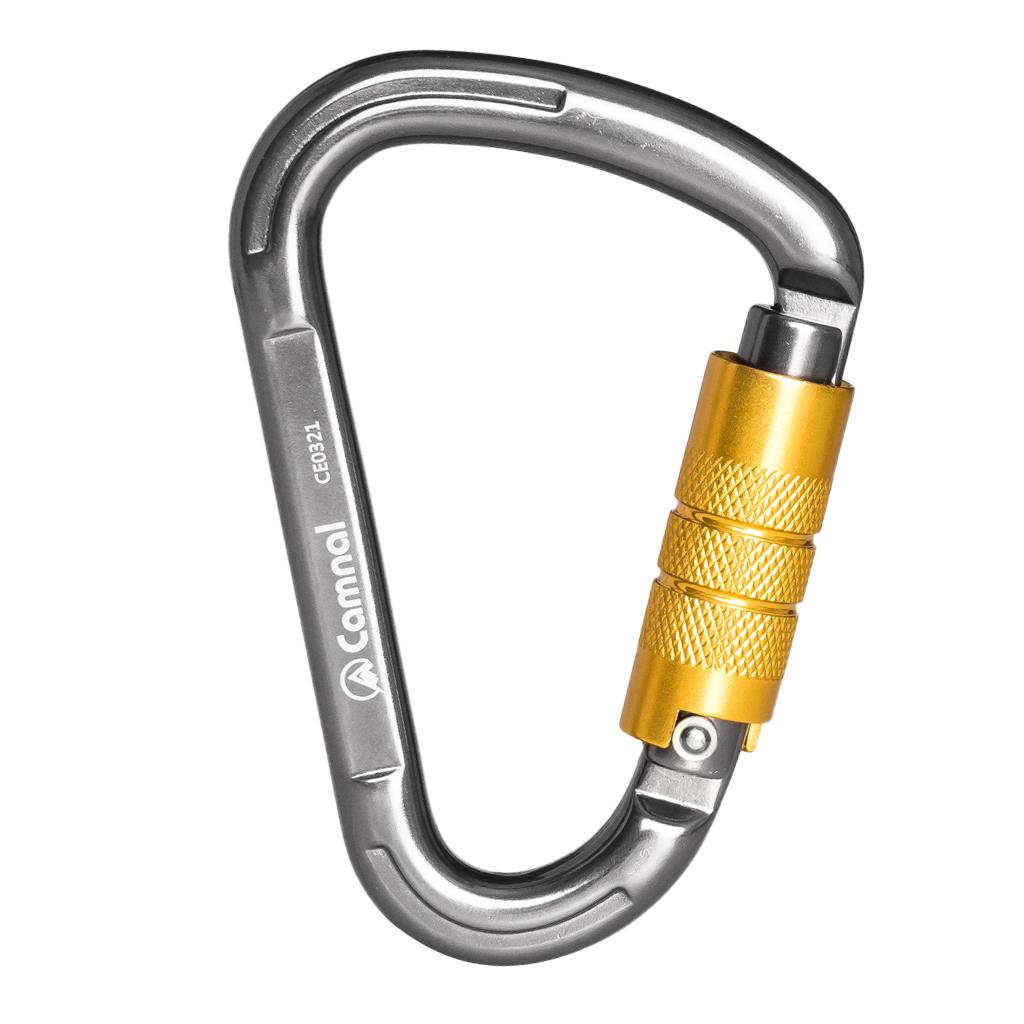 Aluminum Locking Climbing Carabiner D Shape Auto-Locking Carabiner Auto Lock Silver