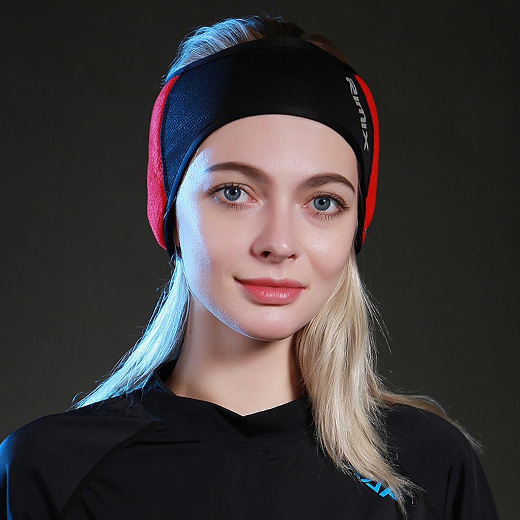 Windproof Sports Winter Earmuffs Stretchy Headband Fleece Ear Warmer Red S