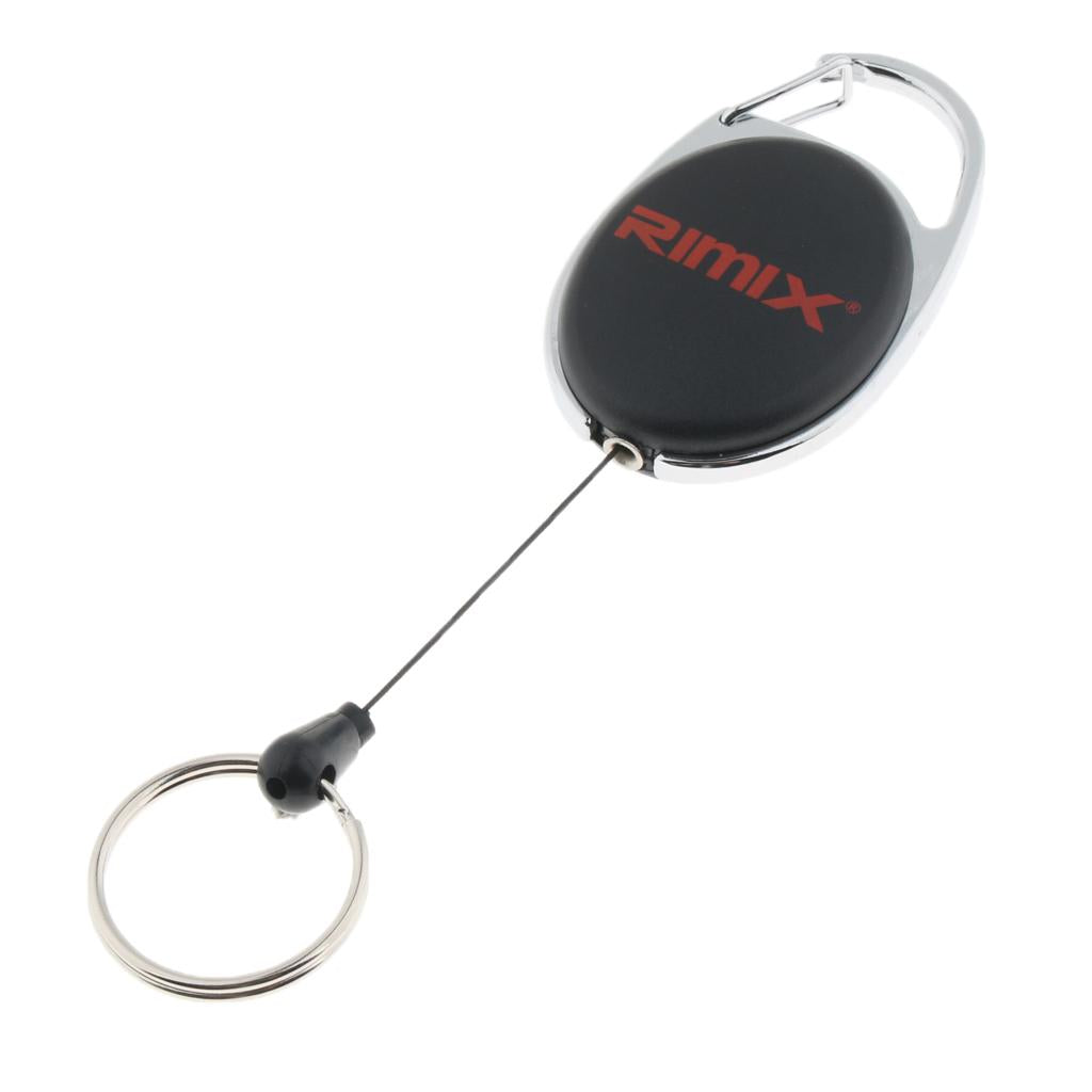 Retractable Keychain Carabiner Badge Recoil Reel Key Ring Holder Clip Black