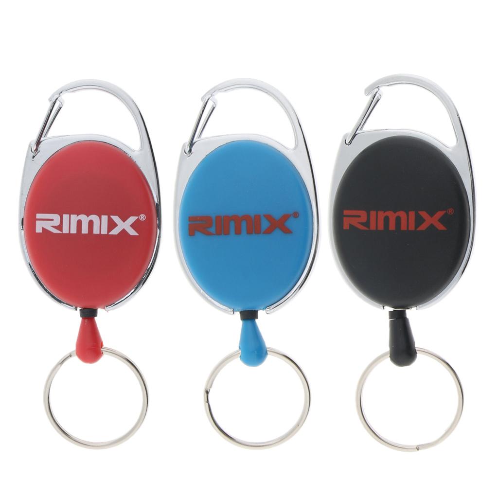 Retractable Keychain Carabiner Badge Recoil Reel Key Ring Holder Clip Black