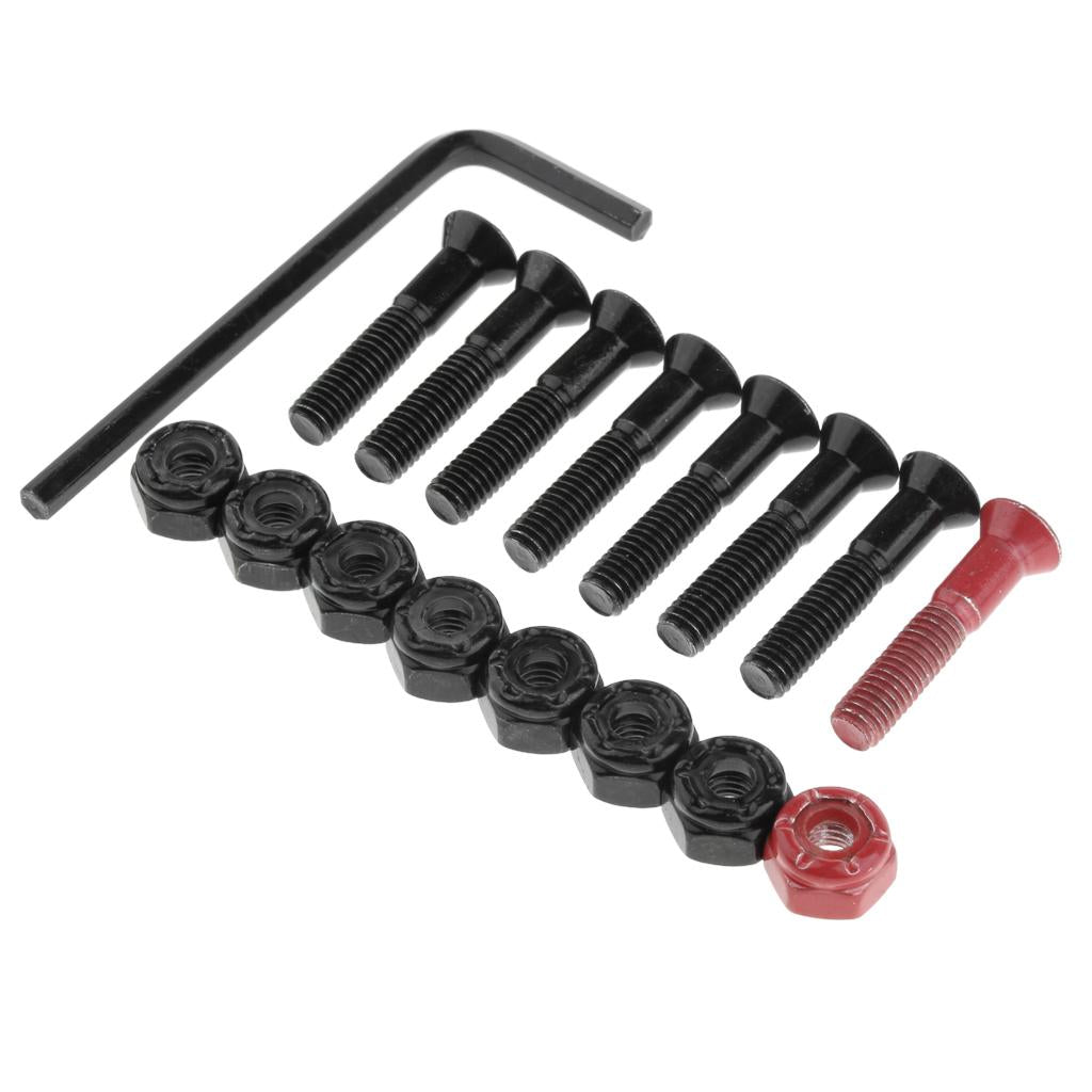 1 Set Skateboard Longboard Hardware with with L wrench 7 Black and 1 Red