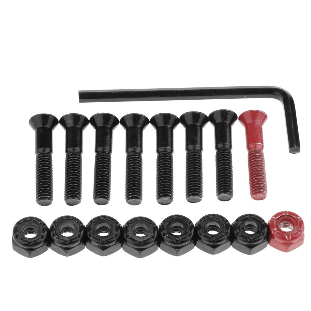 1 Set Skateboard Longboard Hardware with with L wrench 7 Black and 1 Red