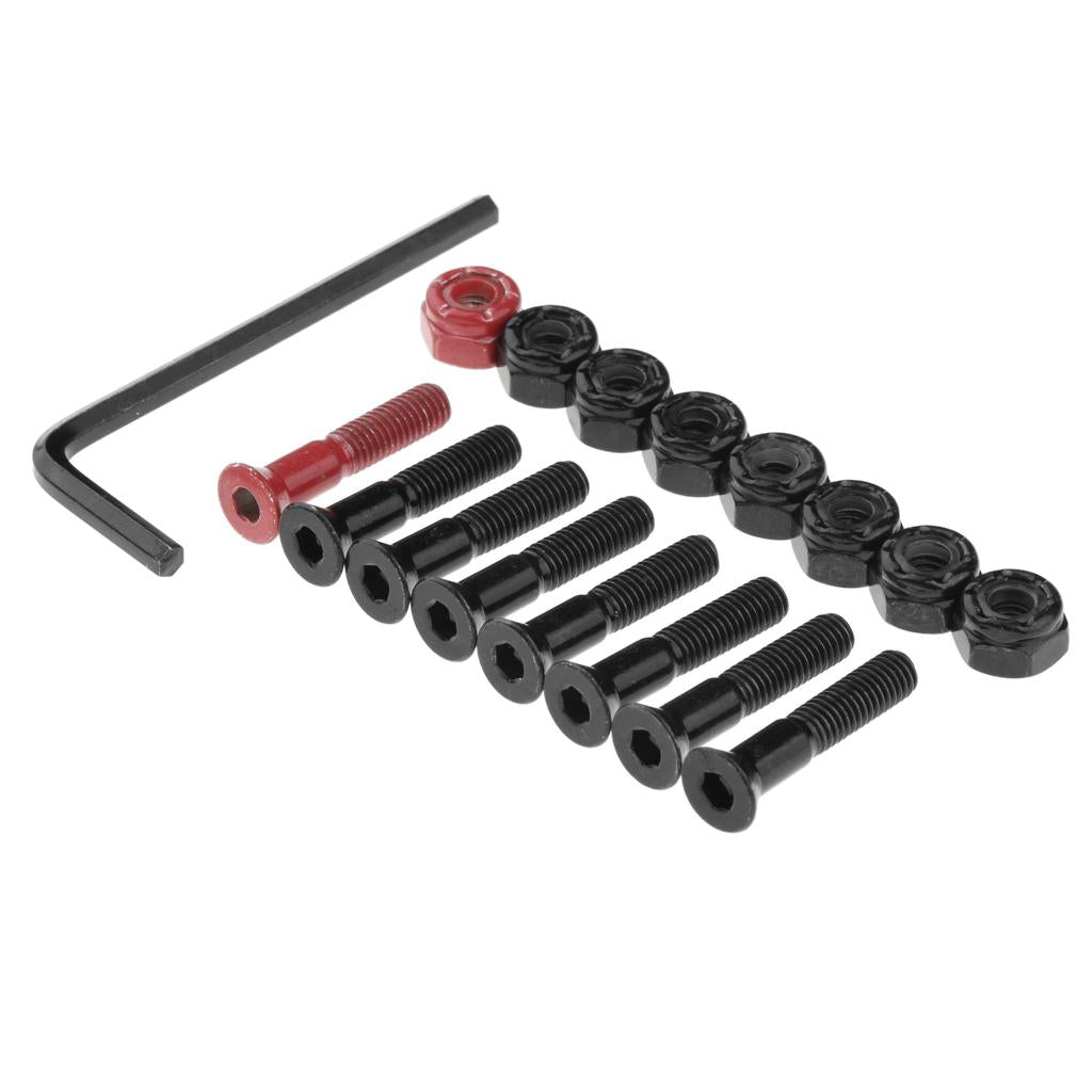 1 Set Skateboard Longboard Hardware with with L wrench 7 Black and 1 Red