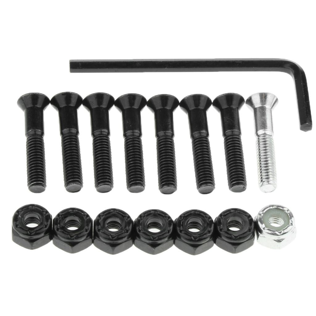 1 Set Skateboard Longboard Hardware with with L wrench 7 Black and 1 Silver