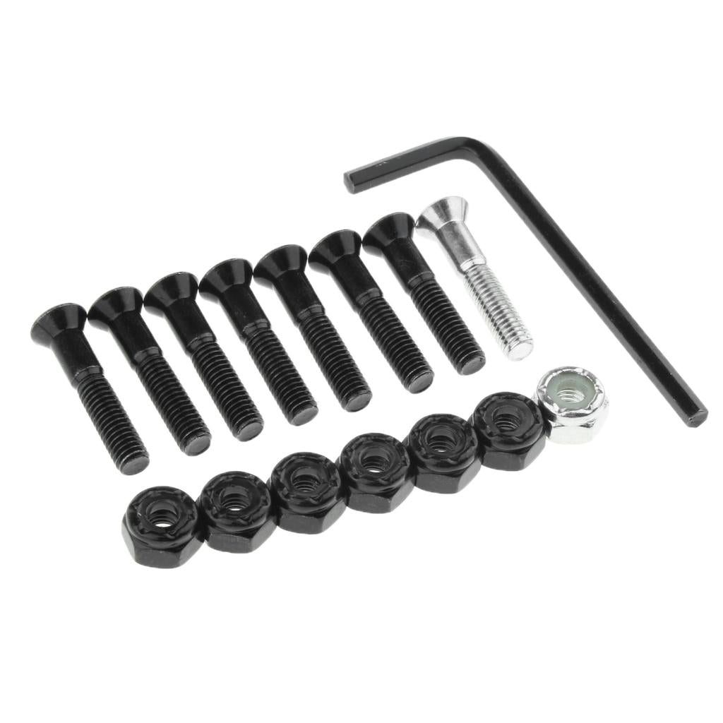 1 Set Skateboard Longboard Hardware with with L wrench 7 Black and 1 Silver
