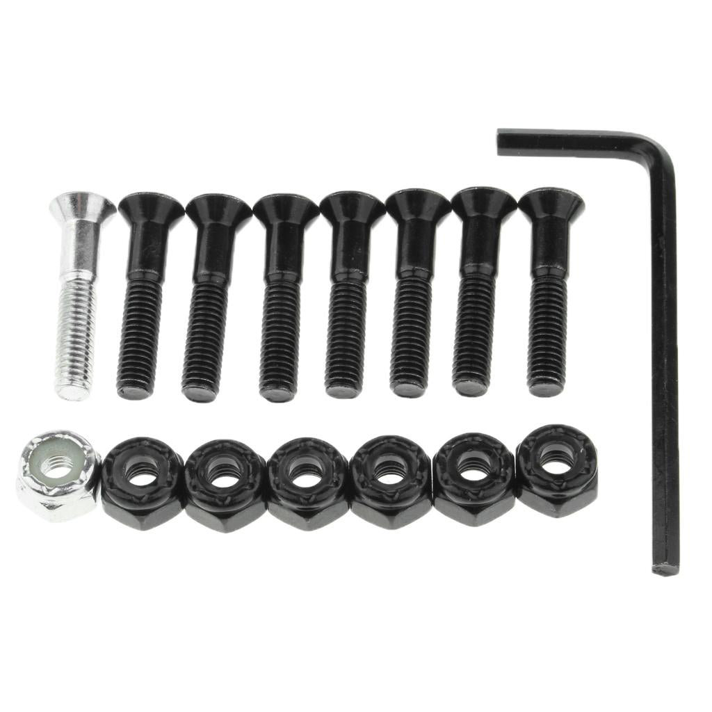 1 Set Skateboard Longboard Hardware with with L wrench 7 Black and 1 Silver