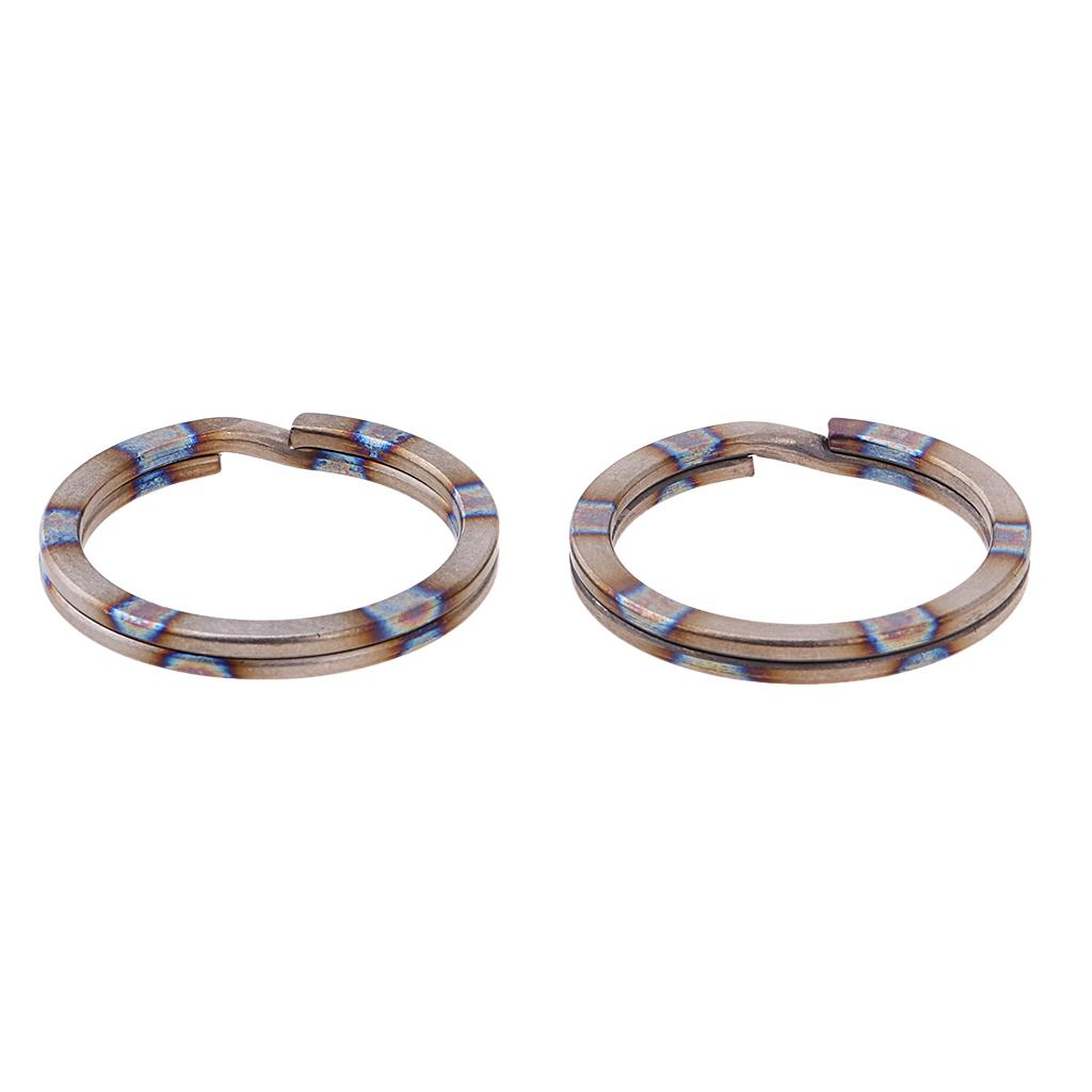 2 Pieces Titanium Key Ring Pocket Tool Mini Split Keychain Circle Clip 32mm
