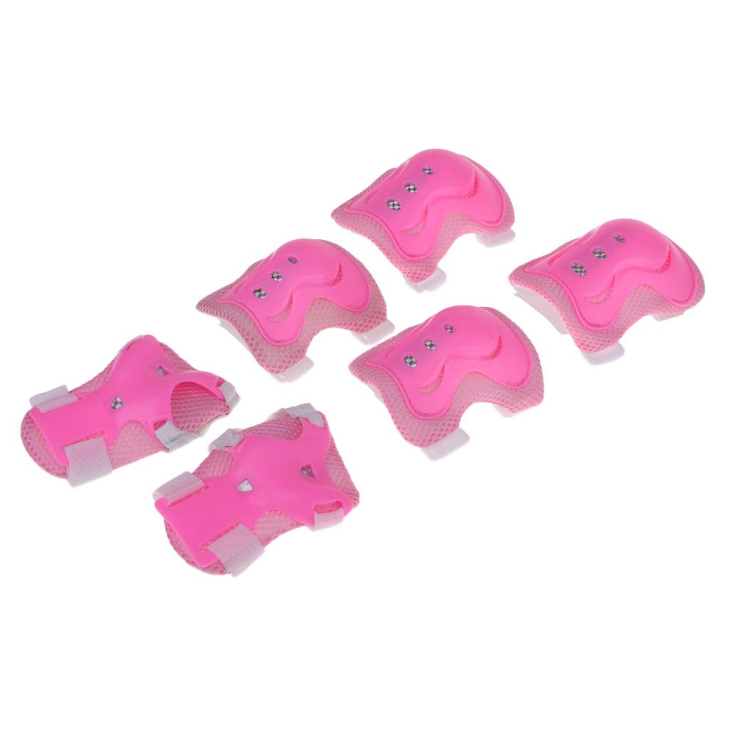 6Pcs Skating Protective Gear Set Bicycle Skateboard Skate Roller Protector Pink