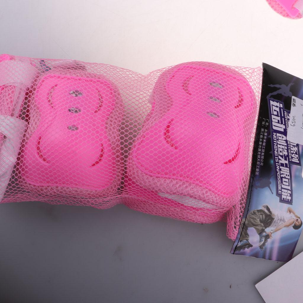 6Pcs Skating Protective Gear Set Bicycle Skateboard Skate Roller Protector Pink