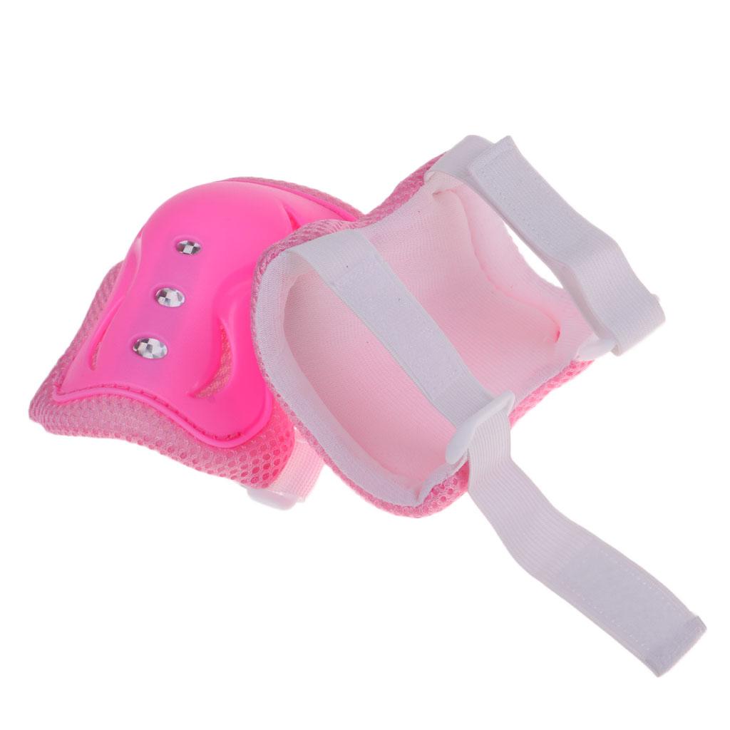 6Pcs Skating Protective Gear Set Bicycle Skateboard Skate Roller Protector Pink