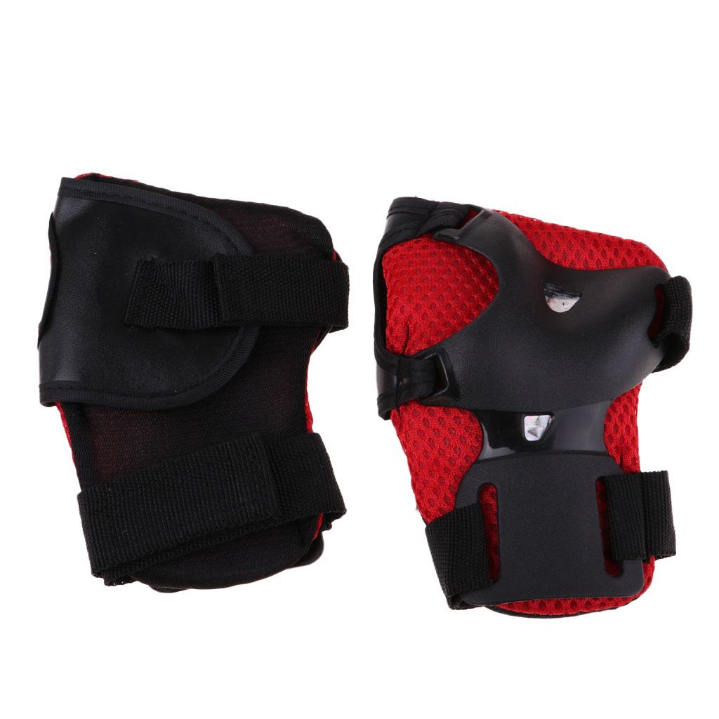 Boys Girls Kids Safety Helmet Knee Elbow and Wrist Pads Set S Red