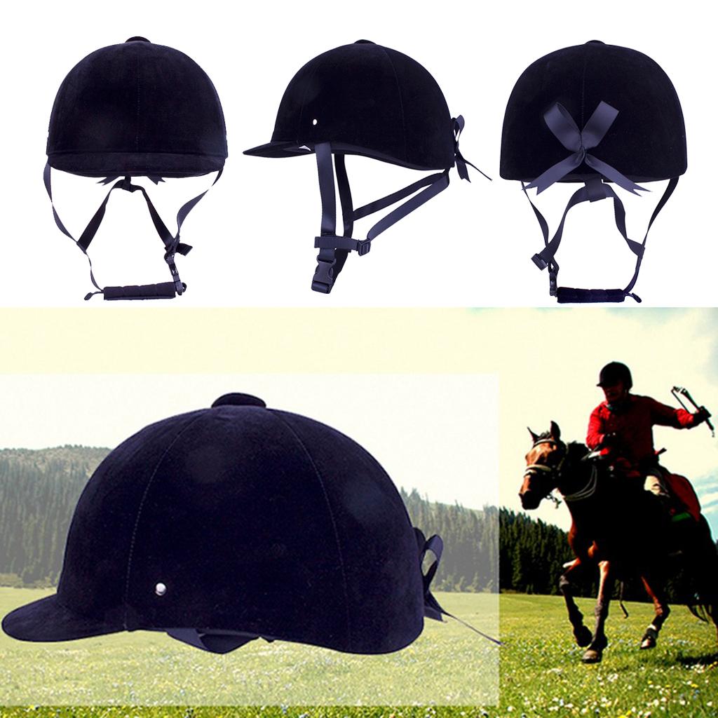 Breathable Velvet Horse Riding Helmet Equestrian Safety Head Protector 56cm