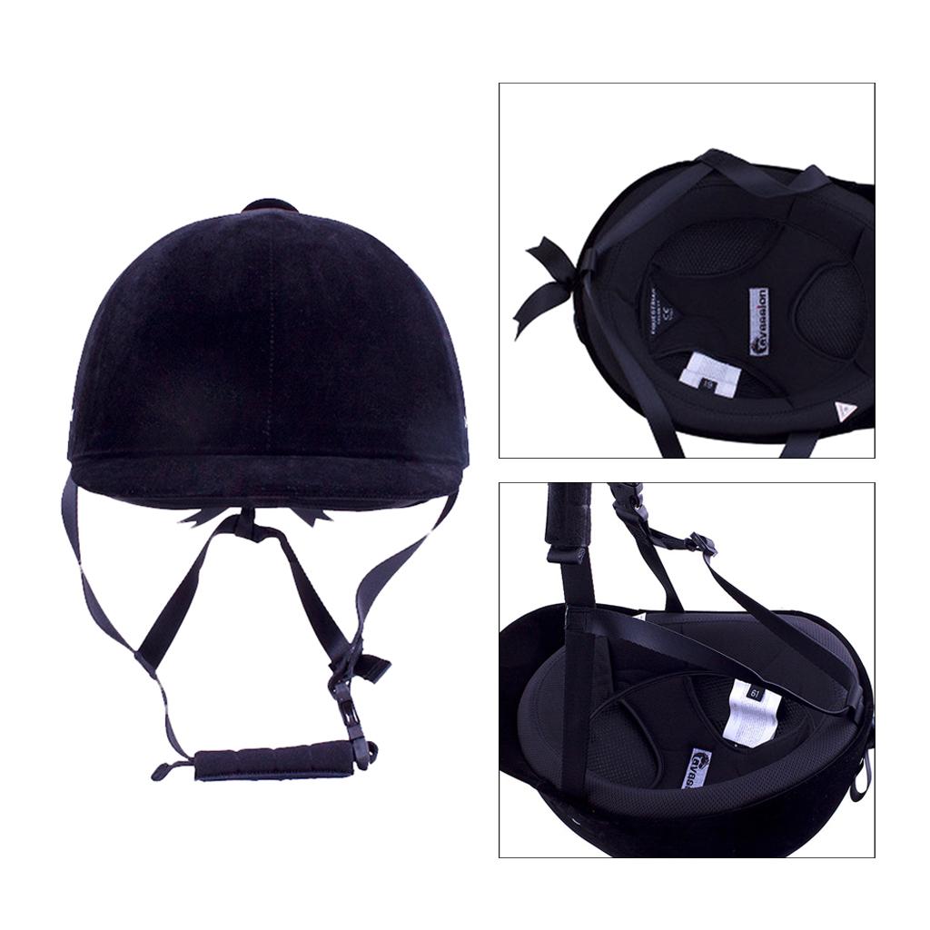Breathable Velvet Horse Riding Helmet Equestrian Safety Head Protector 58cm
