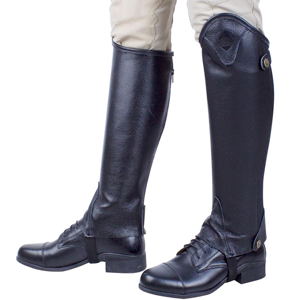 Leather Equestrian Horse Riding Gaiters Half Chaps Leg Cover Protector 4XL